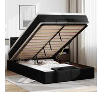 vidaXL Struttura Letto Pouf con Materasso Nero 120x190 cm Similpelle, Struttura Letto, Struttura Letto poottomana, Struttura Letto Contenitore sotto Il Letto