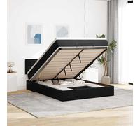 vidaXL Struttura Letto Pouf con Materasso Nero 140x190 cm in Velluto