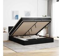 vidaXL Struttura Letto Pouf con Materasso Nero 160x200 cm in Tessuto