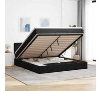 vidaXL Struttura Letto Pouf con Materasso Nero 160x200 cm in Velluto