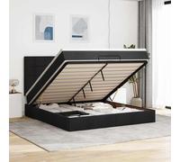 vidaXL Struttura Letto Pouf con Materasso Nero 180x200 cm in Tessuto