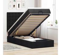 vidaXL Struttura Letto Pouf con Materasso Nero 90x190 cm in Tessuto