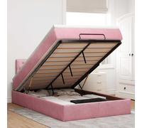 vidaXL Struttura Letto Pouf con Materasso Rosa 120x200 cm Velluto