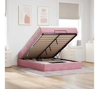 vidaXL Struttura Letto Pouf con Materasso Rosa 140x190 cm in Velluto