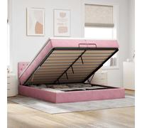 vidaXL Struttura Letto Pouf con Materasso Rosa 200x200 cm Velluto