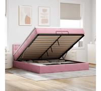 vidaXL Struttura Letto Pouf con Materasso Rosa 200x200 cm Velluto
