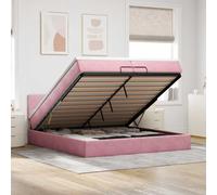 vidaXL Struttura Letto Pouf con Materasso Rosa 200x200 cm Velluto