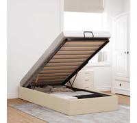 vidaXL Struttura Letto Pouf Senza Materasso Crema 100x200 cm Tessuto