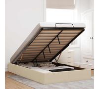 vidaXL Struttura Letto Pouf Senza Materasso Crema 120x200 cm Tessuto