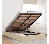 vidaXL Struttura Letto Pouf Senza Materasso Crema 120x200 cm Tessuto