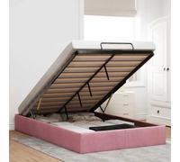 vidaXL Struttura Letto Pouf Senza Materasso Rosa 120x190 cm Velluto