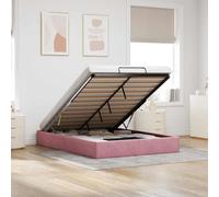 vidaXL Struttura Letto Pouf Senza Materasso Rosa 140x190 cm in Velluto, giroletto con Contenitore, Imbottito, Singolo Pouf, Pouf giroletto, sottoletto