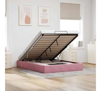 vidaXL Struttura Letto Pouf Senza Materasso Rosa 140x190 cm in Velluto, giroletto con Contenitore, Imbottito, Singolo Pouf, Pouf giroletto, sottoletto