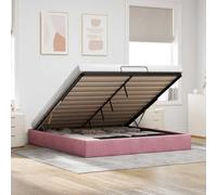 vidaXL Struttura Letto Pouf Senza Materasso Rosa 160x200 cm in Velluto, giroletto con Contenitore, Imbottito, Singolo Pouf, Pouf giroletto, sottoletto