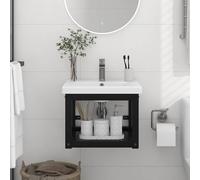 vidaXL Struttura per Lavabo a Parete Nera 40x38x31 cm in Ferro