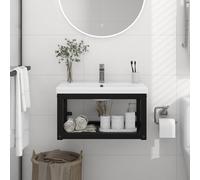 vidaXL Struttura per Lavabo a Parete Nera 59x38x31 cm in Ferro
