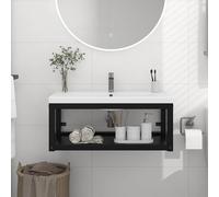 vidaXL Struttura per Lavabo a Parete Nera 79x38x31 cm in Ferro