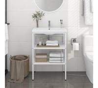 vidaXL Struttura per Lavabo da Bagno Bianca 59x38x83 cm in Ferro