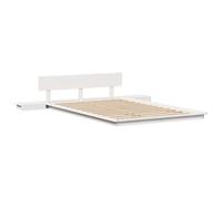 vidaXL Struttura per letto a pavimento con comodini, colore bianco, 120 x 190 cm, in legno massello, design integrato, soluzione di archiviazione per camera da letto, piattaforma di pino minimalista