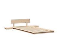 vidaXL Struttura per letto con comodini naturale, 90 x 200 cm, in legno massiccio, design integrato, soluzione di stoccaggio per camera da letto, piattaforma asiatica Zen, minimalista, durevole