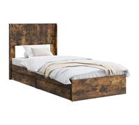 vidaXL Struttura per letto con contenitore e testiera 3 pezzi, struttura per letto moderna, portaoggetti pratico, essenziale compatto, design minimalista in legno