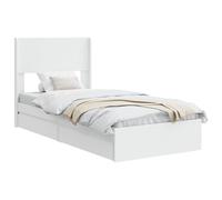 vidaXL Struttura per letto con contenitore e testiera bianca, struttura moderna per letto, portaoggetti pratico, essenziale compatto, design minimalista in legno
