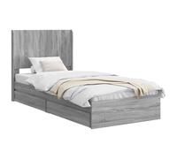 vidaXL Struttura per letto con contenitore e testiera da 3 pezzi, letto con telaio rettangolare e stile, in legno moderno, mobile funzionale per la camera da letto, design salvaspazio