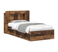 vidaXL Struttura per letto con portaoggetti in legno antico 75 x 190 cm, mobili per camera da letto moderni, telaio in legno rettangolare, pratico ripostiglio, stile pulito e soluzioni organizzative
