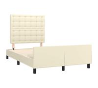 vidaXL Struttura per letto con testiera, rete a doghe e telaio base del letto, mobile per camera da letto, pelle sintetica crema, 120 x 190 cm