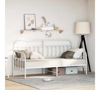 vidaXL Struttura Letto Moderna Bianca in Metallo per Adulti | Design Compatto ed Elegante, Facile da Montare 75 x 190 cm, Mobili Eleganti e Durevoli
