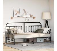 vidaXL Struttura per letto in metallo moderno con finitura nera, ideale per gli ospiti, design moderno per camere da letto e stanze degli ospiti, durevole, elegante mobile singolo salvaspazio divano