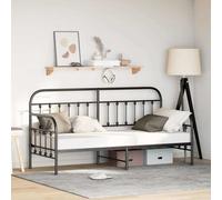 vidaXL Struttura per Letto di Giorno Nero 80 x 200 cm, Letto Giornaliero Rettangolare, Struttura in Metallo Resistente, Soluzione Salvaspazio per Sedere, Divano Interno