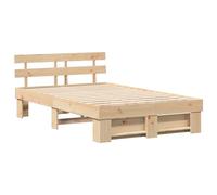 vidaXL Struttura per letto piattaforma, 120 x 190 cm, con testiera in legno di pino massello marrone, senza doghe, super facile da montare, stile moderno, durevole e pulito con un panno umido, portata