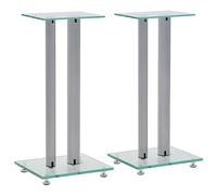 vidaXL Supporti per Altoparlanti 2pz Vetro Temperato a Colonne Argento