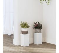 vidaXL Supporti per Piante 2 pz Bianchi 10x10x18 cm Legno Multistrato, Supporto per Fiori, Porta Fiori, Supporto per Piante da Interno, Porta Piante