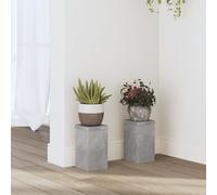 vidaXL Supporti per Piante 2 pz Grigio 10x10x18 cm Legno Multistrato