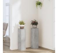 vidaXL Supporti per Piante 2 pz Grigio 17x17x60 cm Legno Multistrato