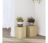 vidaXL Supporti per Piante 2 pz Rovere 15x15x20 cm in Multistrato, Supporto per Fiori, Porta Fiori, Supporto per Piante da Interno, Porta Piante