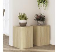 vidaXL Supporti per Piante 2 pz Rovere 25x25x35 cm in Multistrato, Supporto per Fiori, Porta Fiori, Supporto per Piante da Interno, Porta Piante