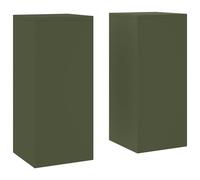 vidaXL Supporti per Piante da Esterno Pillar 2 pz Verde Oliva 24x24x55 cm Acciaio
