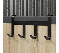 vidaXL Supporto Briglie con 4 Ganci Nero in Acciaio