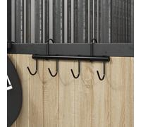 vidaXL Supporto Briglie con 6 Ganci Girevoli Nero in Acciaio