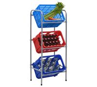 vidaXL Supporto con Ripiani per 3 Casse Argento 50x33x116 cm Acciaio