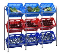 VIDAXL - Supporto Con Ripiani Per 9 Casse Argento 145x33x116cm Acciaio