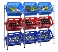 VIDAXL - Supporto Con Ripiani Per 9 Casse Argento 145x33x116cm Acciaio