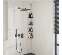 vidaXL Supporto Doccia Telescopico con 4 Ripiani in Alluminio Argento