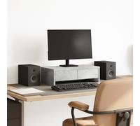 vidaXL Supporto Monitor con Cassetti Grigio 50x27x15 cm in Truciolato, rialzo per monitor, supporto per scrivania per monitor, scrivania con ripiano per monitor