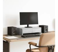 vidaXL Supporto Monitor con Cassetti Grigio 50x27x15 cm in Truciolato, Rialzo per Monitor, Supporto per scrivania per Monitor, scrivania con ripiano per Monitor