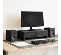 vidaXL Supporto Monitor con Cassetti Rovere Nero 50x27x15cm Truciolato, rialzo per monitor, supporto per scrivania per monitor, scrivania con ripiano per monitor
