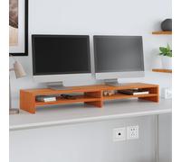 vidaXL Supporto Monitor Marrone Cera 100x24x13 cm Legno Massello Pino
